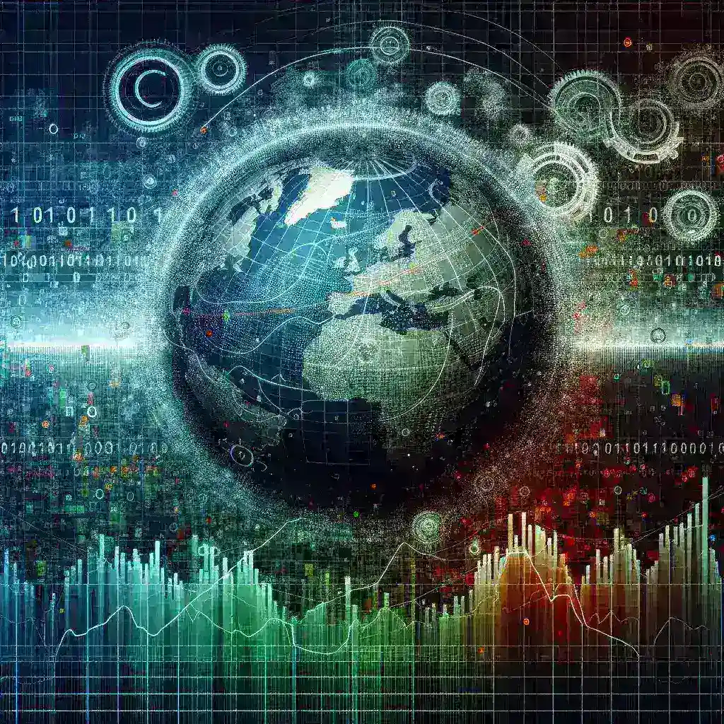 "Gráfico ilustrativo mostrando algoritmos de previsão de quedas em bolsas de valores de mercados emergentes, destacando tendências e dados estatísticos relevantes"