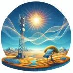"Imagem mostrando um painel solar instalado em uma paisagem remota, ilustrando como a energia solar pode ser utilizada para transmissões 6G em áreas isoladas."