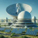"Centro de Controle Avançado para Satélites Nacionais no Brasil, mostrando painéis de monitoramento e tecnologia de ponta para gerenciamento de satélites."